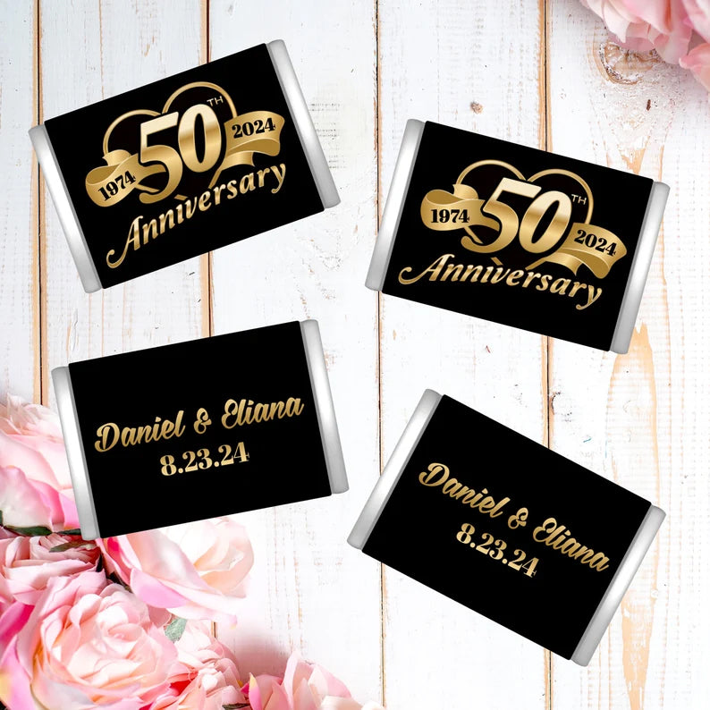 50th Anniversary Heart Banner | Mini Candy Bar Wrappers