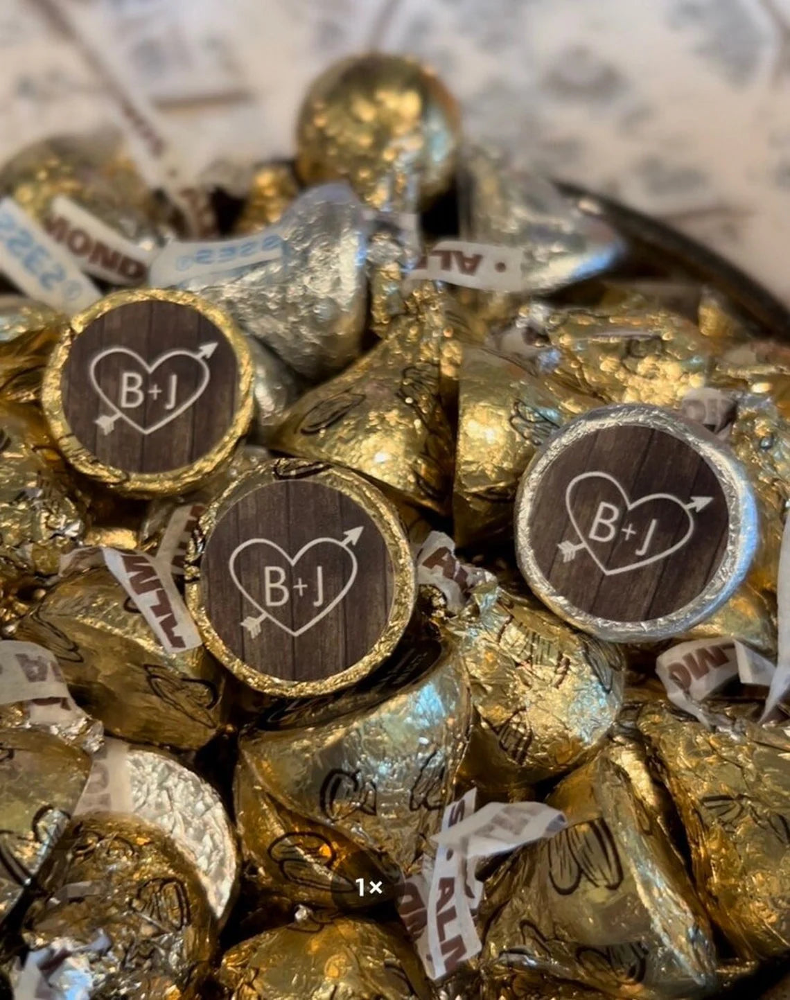 3/4" Wedding Kiss Stickers | Carved Initials with Heart | Heart with Arrow