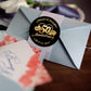 50th Anniversary Heart Banner | Glossy Favor Stickers