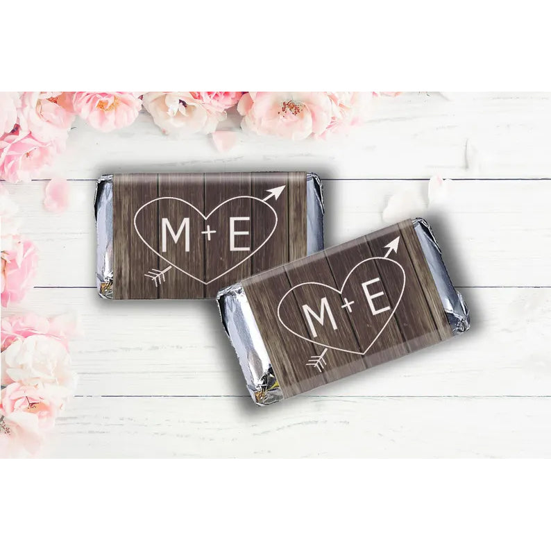 Carved Initials with Heart | Heart with Arrow | Mini Candy Bar Wrappers