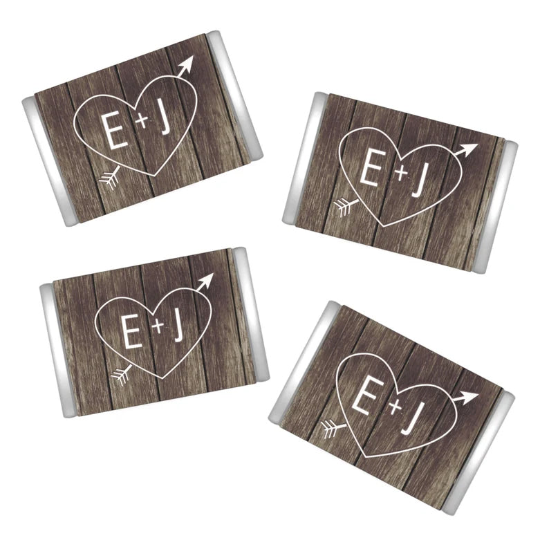Carved Initials with Heart | Heart with Arrow | Mini Candy Bar Wrappers