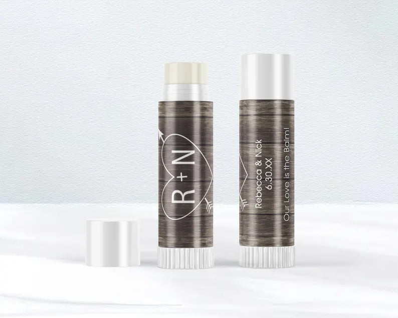 Carved Initials with Heart | Heart with Arrow | Glossy Lip Balm Labels