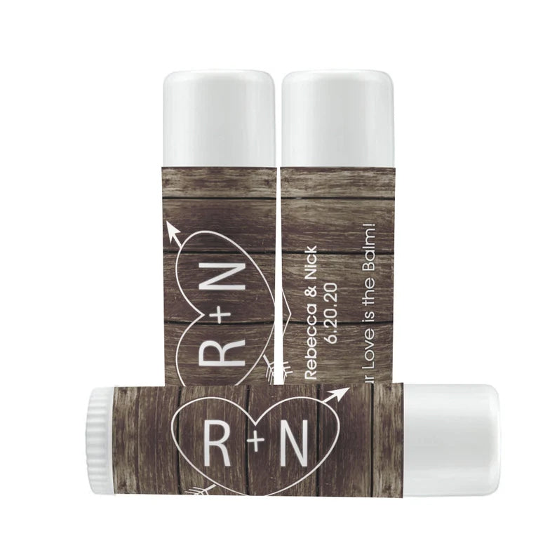 Carved Initials with Heart | Heart with Arrow | Glossy Lip Balm Labels