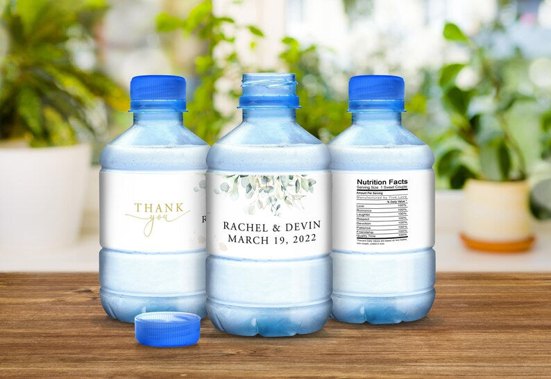 Eucalyptus Greenery | Wedding Water Bottle Labels