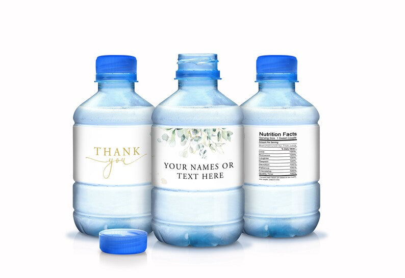 Eucalyptus Greenery | Wedding Water Bottle Labels