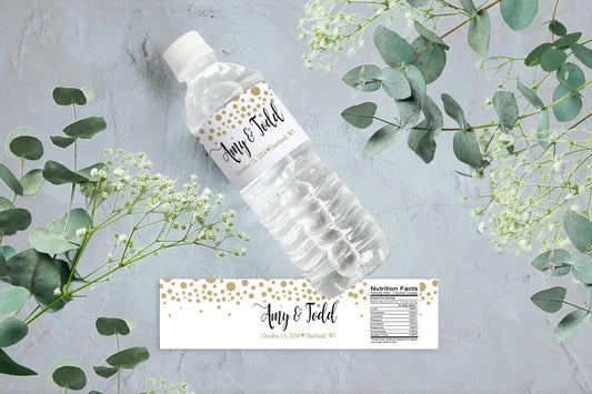 Gold Dots | Wedding Water Bottle Labels