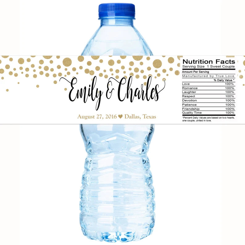 Gold Dots | Wedding Water Bottle Labels