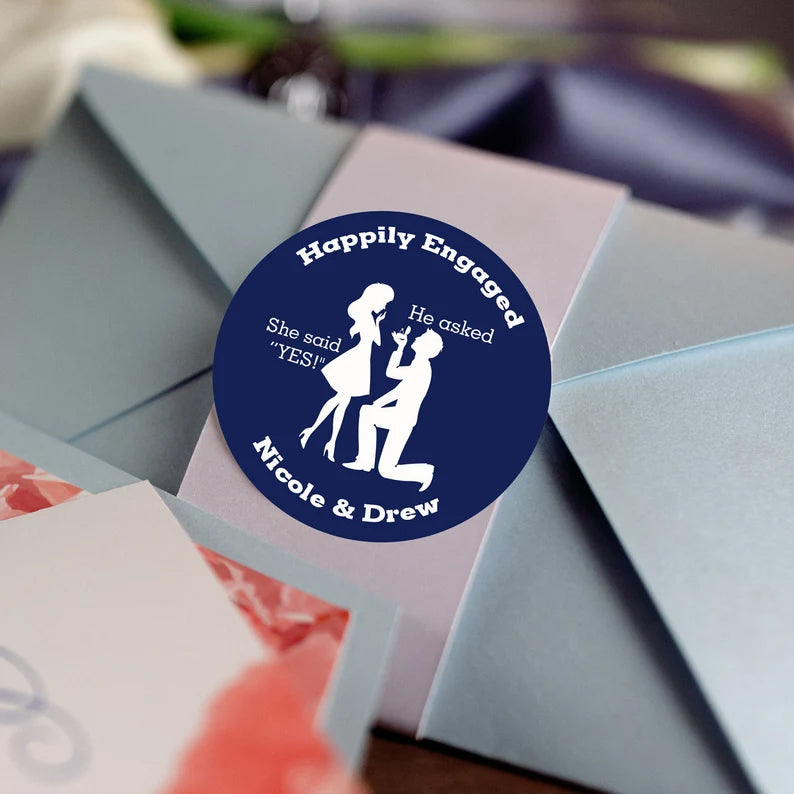 He Asked She Said Yes! | Engagement Party | Wedding Favor Stickers