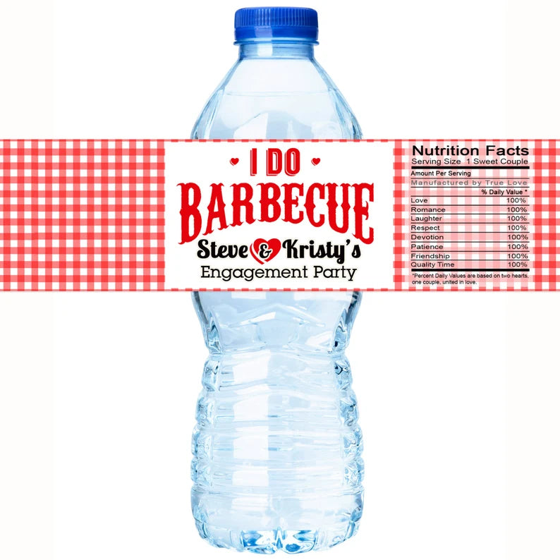 I Do BBQ | Engagement Party | Wedding | Water Bottle Labels
