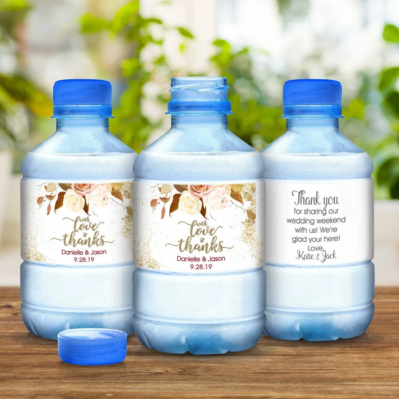 With Love and Thanks | Fall Floral | Water Bottle Labels