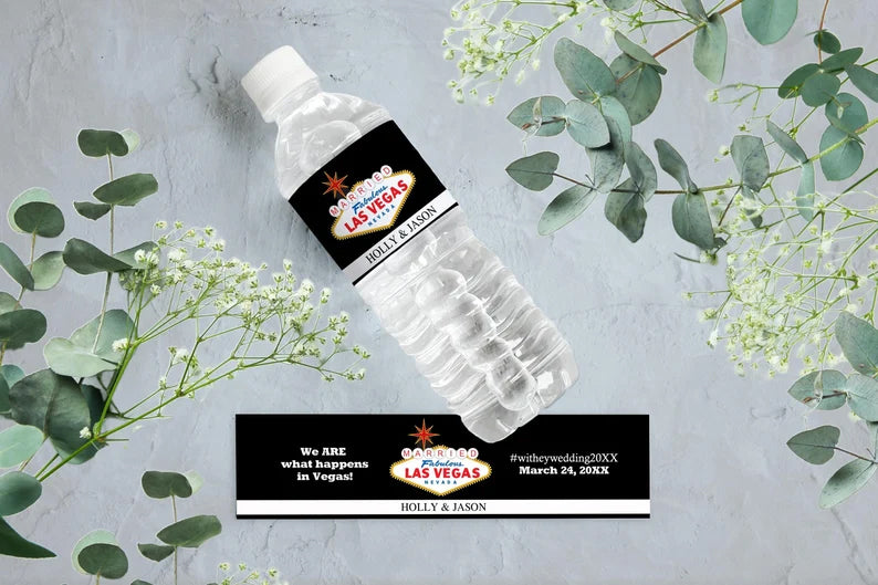 Married in Las Vegas | Wedding Water Bottle Labels