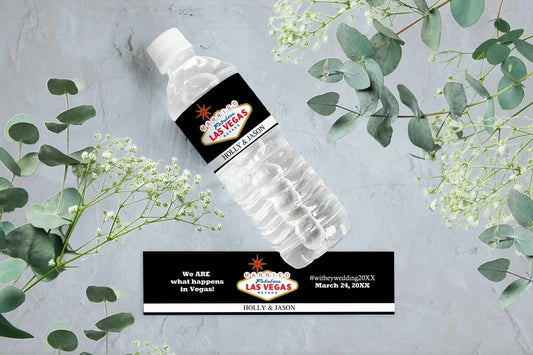Married in Las Vegas | Wedding Water Bottle Labels