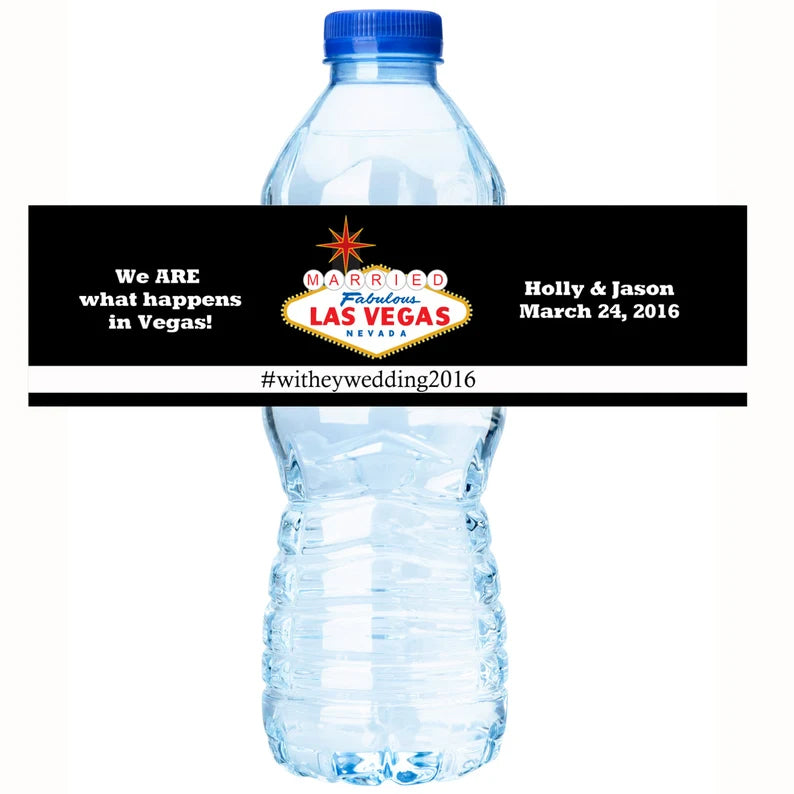 Married in Las Vegas | Wedding Water Bottle Labels