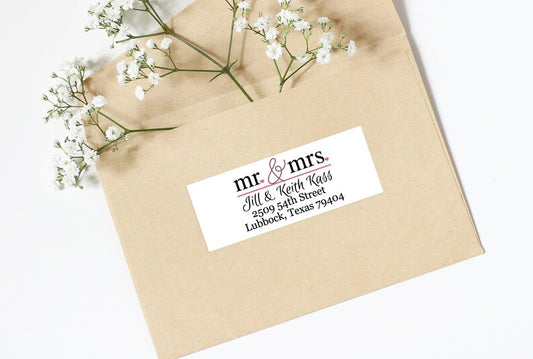 Color Coordinated Mr. & Mrs. | Rectangular Return Address Label