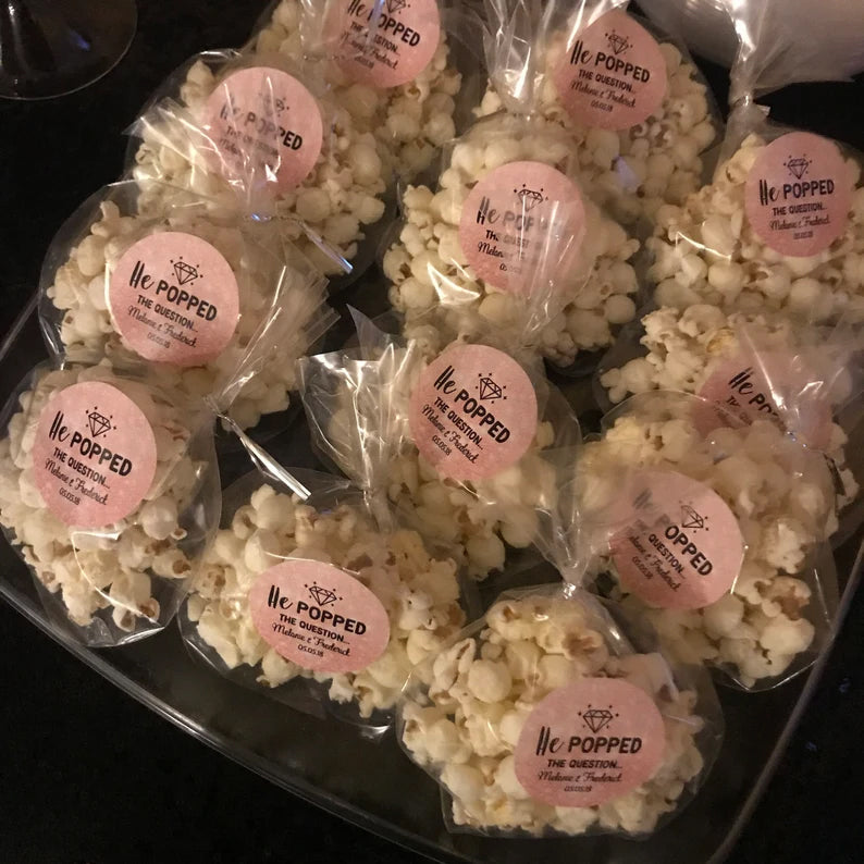 He Popped the Question | Engagement Party | Wedding Favor Stickers