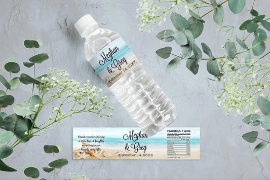 Starfish and Seashells | Beach | Water Bottle Labels