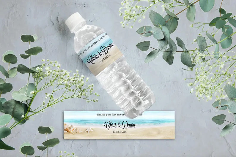 Starfish and Seashells | Beach | Water Bottle Labels