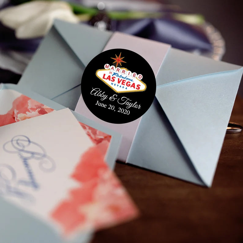 Married in Las Vegas | Wedding Favor Stickers
