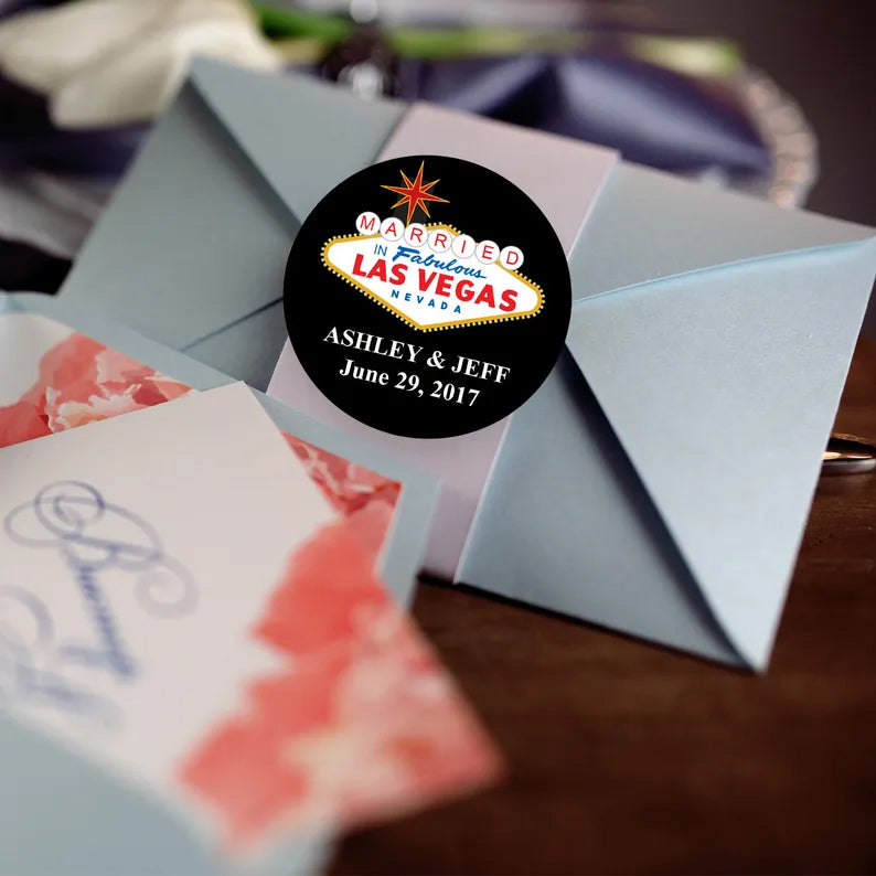 Married in Las Vegas | Wedding Favor Stickers