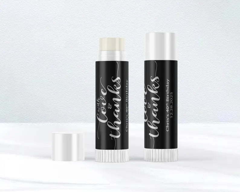 With Love and Thanks | Glossy Lip Balm Labels
