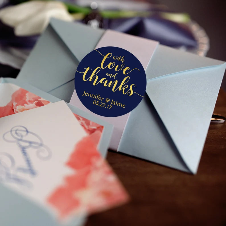 With Love and Thanks | Wedding Favor Stickers