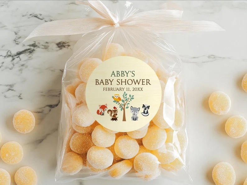 Woodlands Theme Baby Shower | Glossy Favor Stickers
