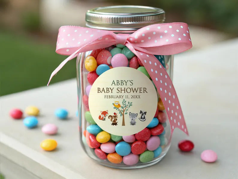 Woodlands Theme Baby Shower | Glossy Favor Stickers