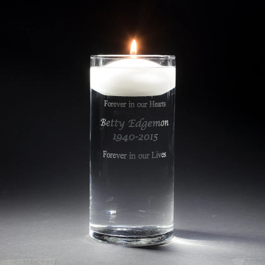 Forever in Our Hearts | In Loving Memory Floating Candle Memorial Vase