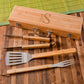 Personalized 3-Piece Stainless Steel and Bamboo BBQ Set