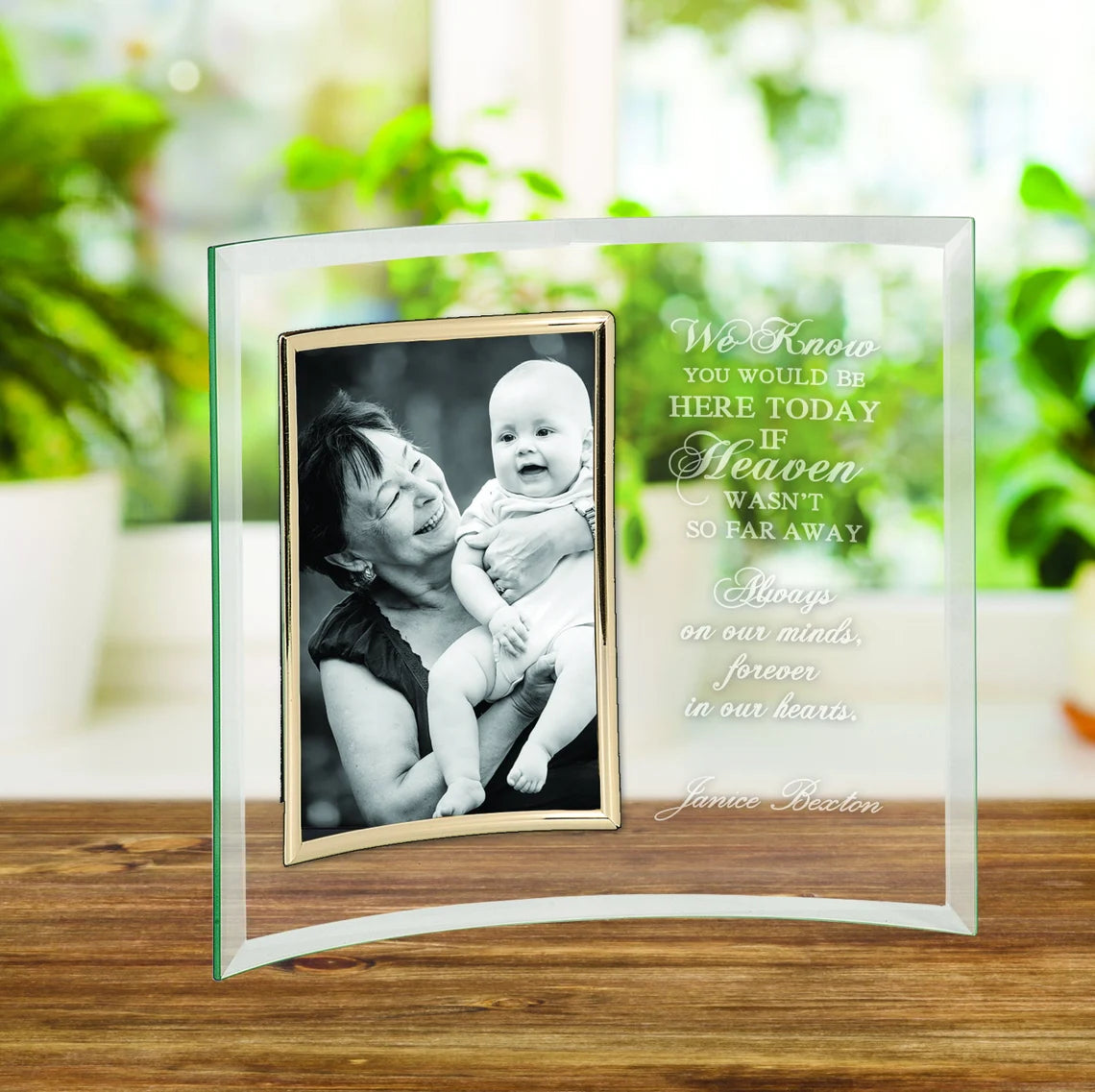 Personalized In Loving Memory 5" x 7" Curved Glass Photo Frame | If Heaven Wasn't So Far Away