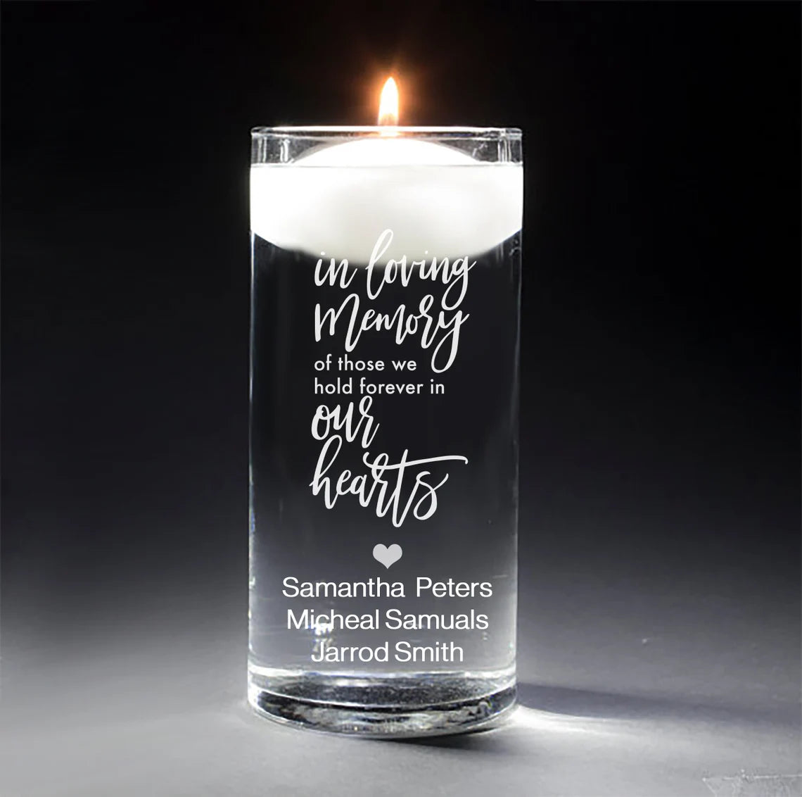Forever in Our Hearts | In Loving Memory Floating Candle Memorial Vase