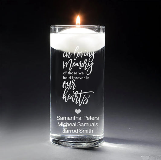 Forever in Our Hearts | In Loving Memory Floating Candle Memorial Vase