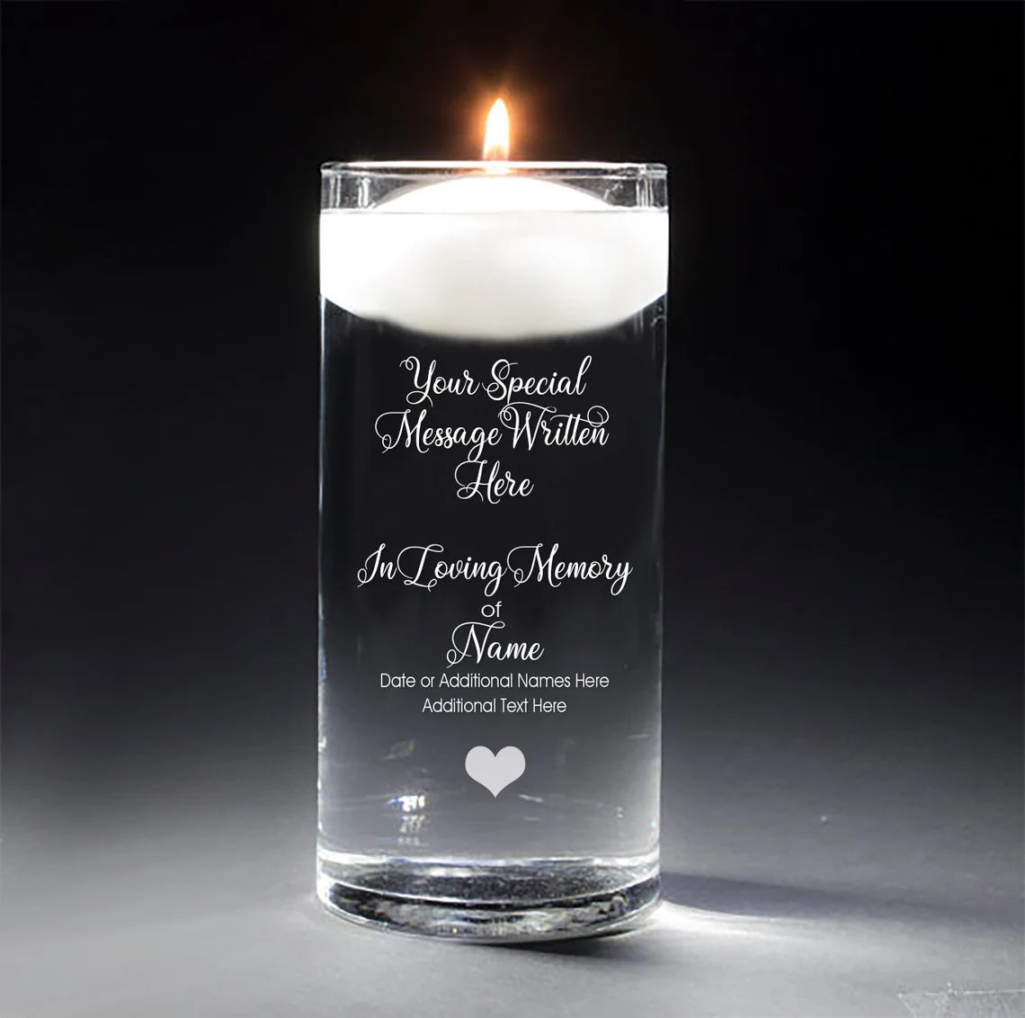 Custom Text | In Loving Memory Floating Candle Memorial Vase