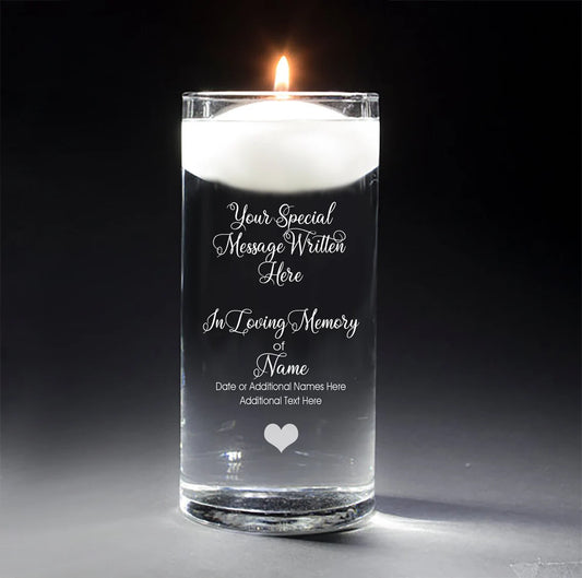 Custom Text | In Loving Memory Floating Candle Memorial Vase