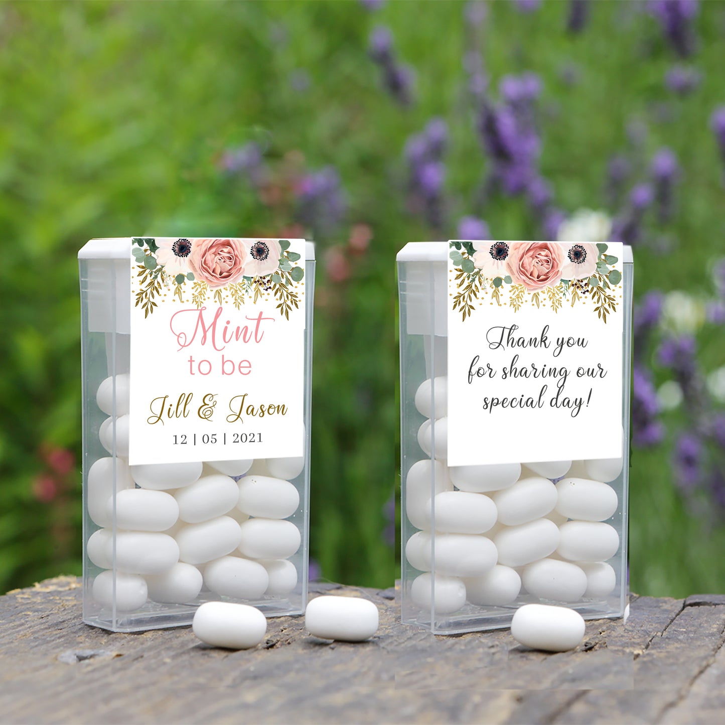 Personalized Peach Rose | Mint to Be | Wedding Tic-Tac Label