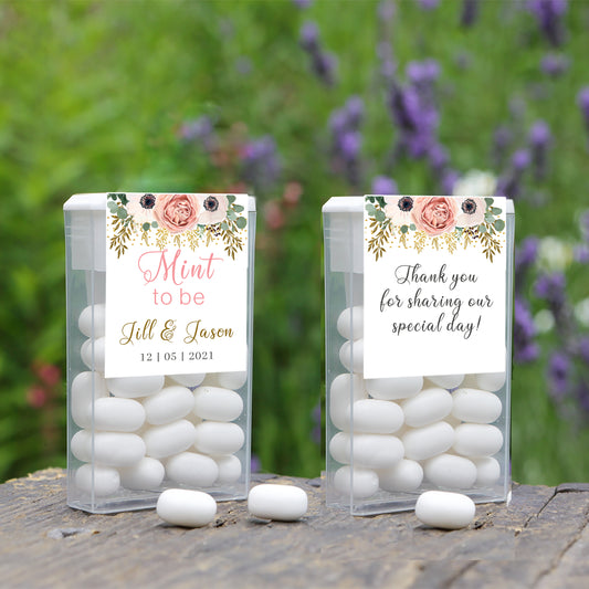 Personalized Peach Rose | Mint to Be | Wedding Tic-Tac Label