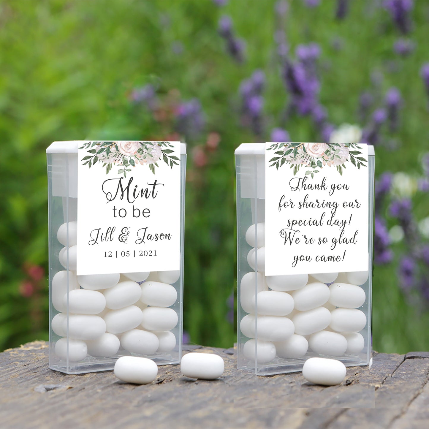 Personalized Names White Rose | Mint to Be | Wedding Tic-Tac Label