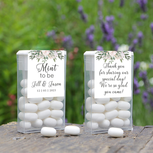 Personalized Names White Rose | Mint to Be | Wedding Tic-Tac Label