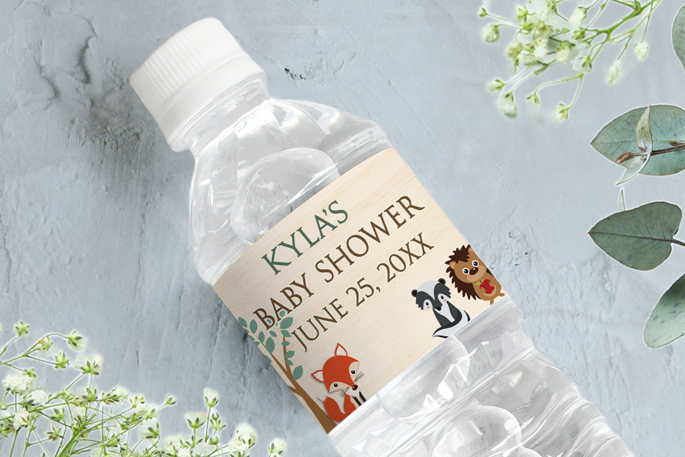 Woodlands Theme Baby Shower | Water Bottle Labels