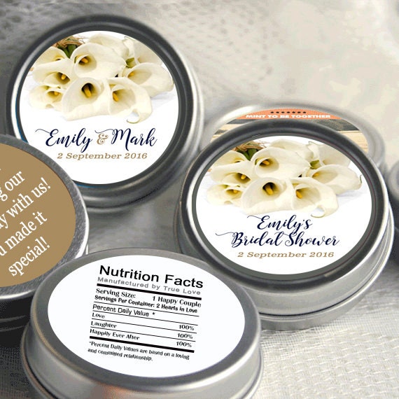Personalized Calla Lily Bouquet Wedding Favor Mint Tins