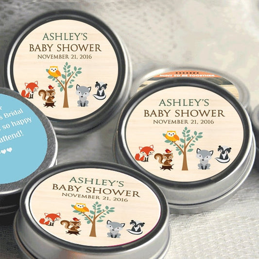 Woodlands Theme Baby Shower Favor Mint Tins