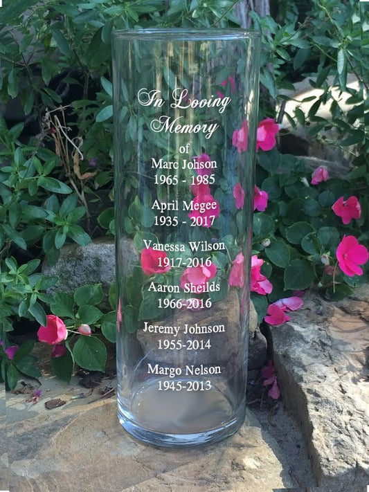 Names and Dates | In Loving Memory Floating Candle Memorial Vase