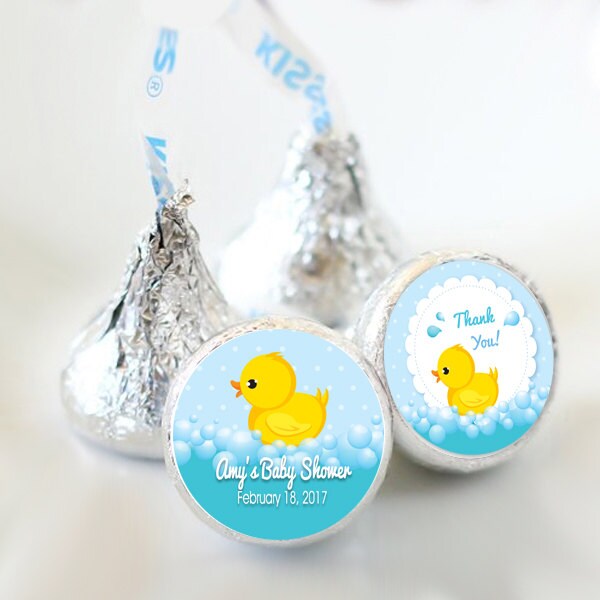 3/4" Personalized Party Kiss Stickers | Baby Shower | Rubber Ducky