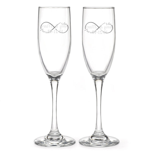I Do | Infinity Ring | Champagne Toasting Flute Set