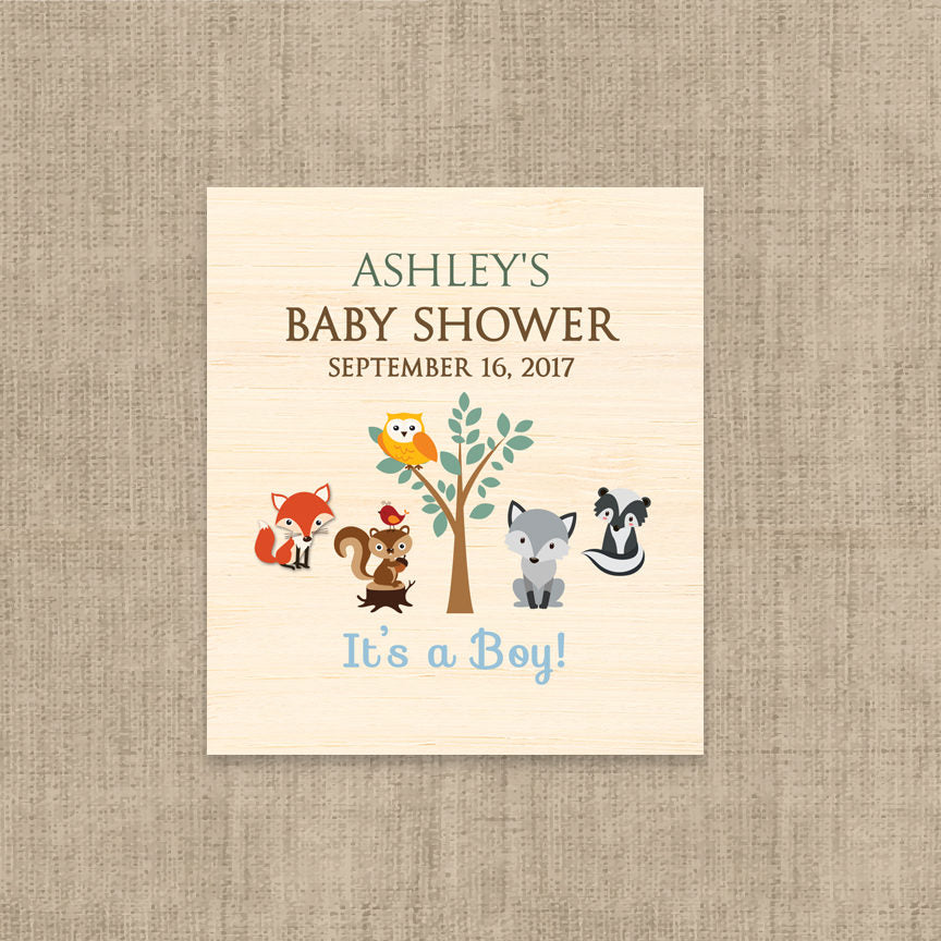 Woodlands Theme Baby Shower | Glossy Lip Balm Labels