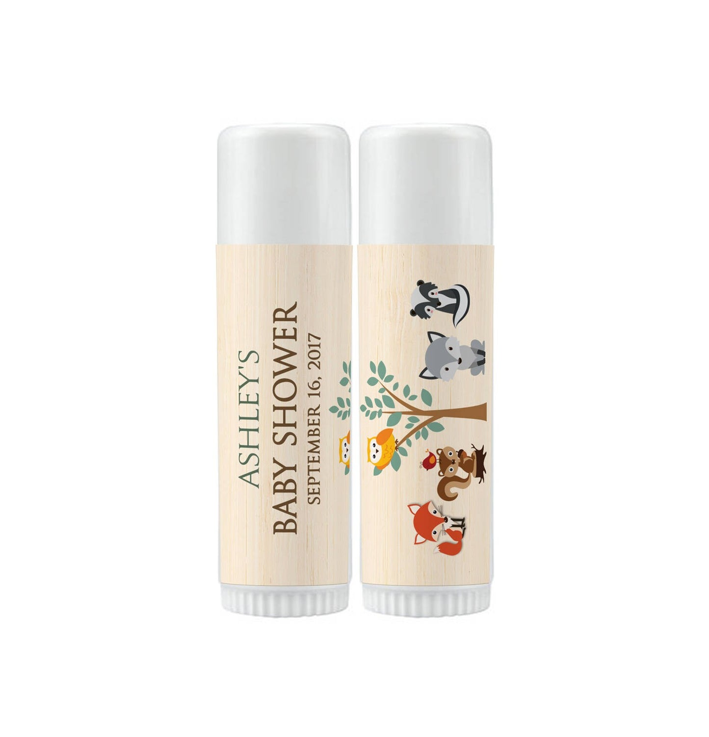 Woodlands Theme Baby Shower | Glossy Lip Balm Labels