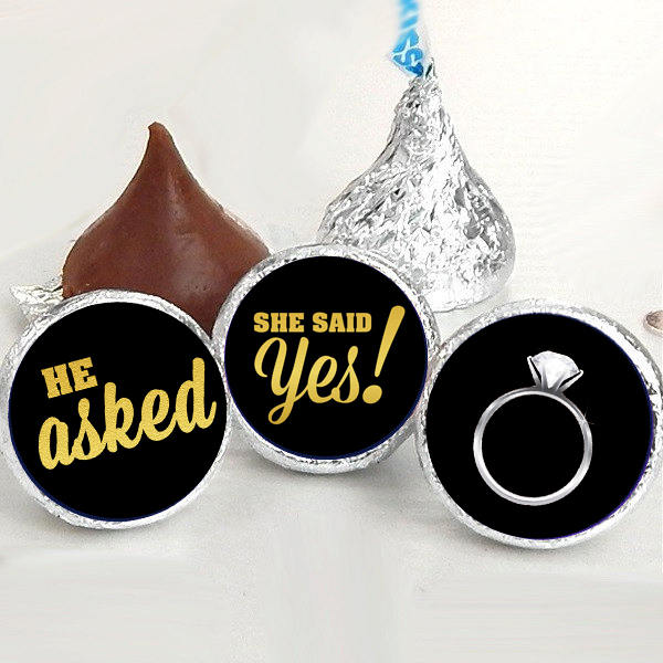 3/4" Personalized Wedding Kiss Stickers | He Asked | She Said Yes