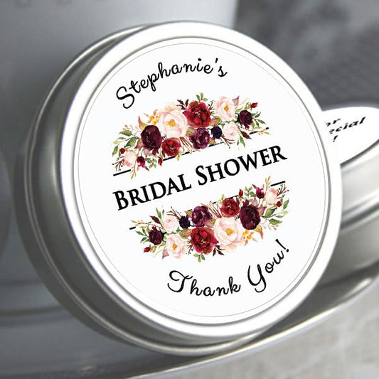Burgundy and Pink Blush Floral Wedding Favor Mint Tins
