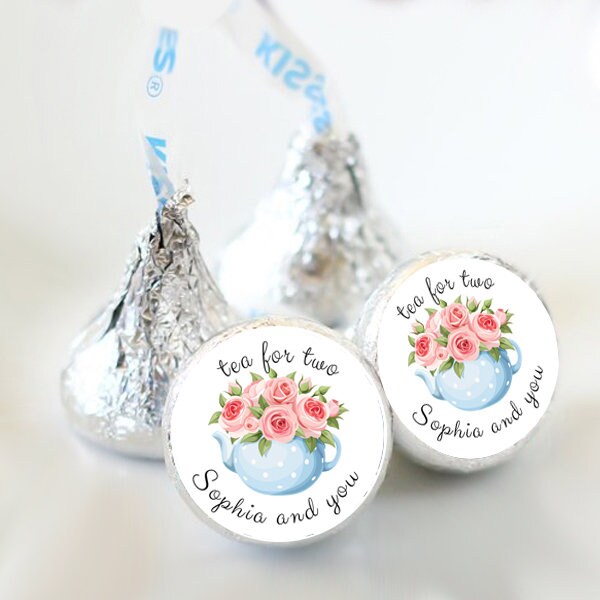 3/4" Personalized Party Kiss Stickers | Tea for Two | Me and You!