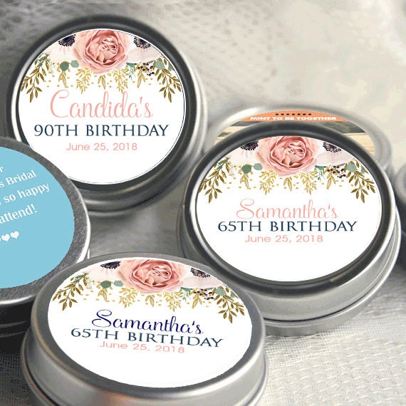 Peach Rose Floral Birthday Favor Mint Tins